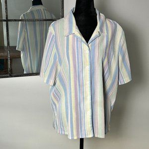 Alia vintage pastel stripes short sleeves button up
